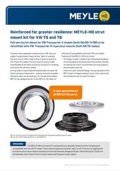 Reinforced for greater resilience: MEYLE-HD strut mount kit for VW T5 and T6
